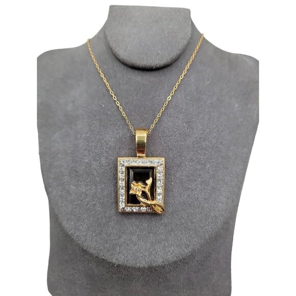 Nolan Miller Jewelry - Nolan Miller Glamour Collection Pendant Necklace 18" Gold Filled Chain Swarovski